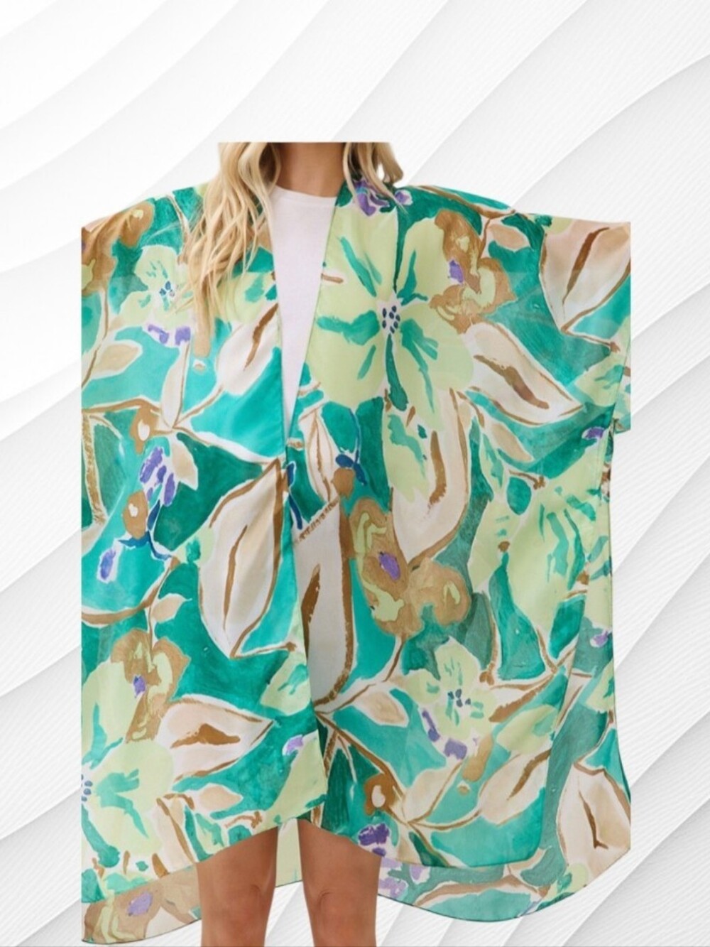 Hawaiian Holiday Green Kimono - Picture 4 of 13